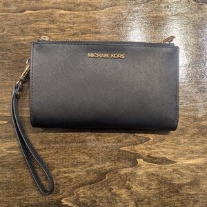 Michael Kors Black Clutch with Gold Accents